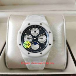 Super Factory Mens Watch 41mm 26579CB Perpetual Calendar Moon Phase White Ceramic Bezel Bracelet Watches CAL.5134 Movement Mechanical Automatic Men's Wristwatches