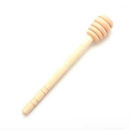 Whole- 1 PCS Wooden Stirring Stick Rod Spoon Dip Drizzler Server Long Wooden Mini Bee Honey Dipper Stirrer Muddler 145mm12408