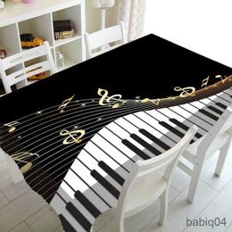 Table Cloth Fashion Musical Note Wedding Decor Party Household Dining Table Tablecloth Rectangular Waterproof Kitchen R230726
