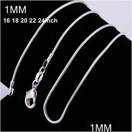 Arts And Crafts 100Pcs 925 Sier P Smooth Snake Chains Necklace 1Mm Chain Mixed Size 16 18 20 22 24 Inch Drop Delivery Home Garden Dhcrp