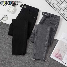 Women's Jeans Vintage stretch skinny jeans Women's high waist pencil washing Vaqueros ankle length casual slim jeans Capris classic black Denim pants Z230728