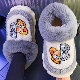 Slippers Winter Warm Hightop Suede Plush Cotton Shoes Women Thick Bottom Home Non-slip Slippers Plush Couple 2022 Outdoor Men Snow Boots J230728