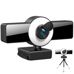 Webcams 1080P 2K 4K Webcam with Light Beauty Wide Angle Laptop Web Camera PC Camera with Microphone for Video Recording