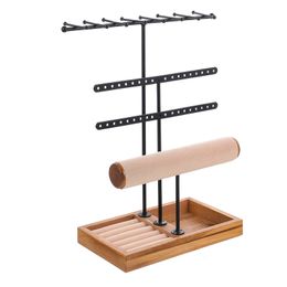 Jewelry Stand Jewelry Stand Holder Display Organizer Earring Necklacestud Rack Bracelet Storage Tower Earrings Tray Wood Watch Desktop Box 230727