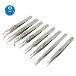 8 Kinds Anti-static Tweezers Electronics Stainless Steel Elbow Fine Tip Tweezers Set Phone Repair Tool for Eyelash Forceps Watch307M