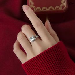 Wedding Rings Simple Zodiac Bull Calf Cute Sweet Silver Color Adjustable Ring For Women Retro Dainty Jewelry Gift