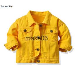 Jackets top and top NEW Spring Autumn Toddler Boys Girls Buttons Down Denim Jackets Infant Casual Ripped Outerwear Coats Windbreaker Top J230728