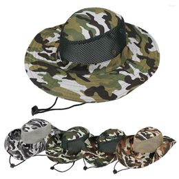 Wide Brim Hats Outdoor Breathable Mesh Camouflage Bucket Hat Sun Protection Hunting Fishing Hiking Cap Military Panama Summer Army