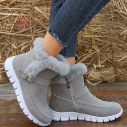 Boots 2022 Winter Women's Fashion Snow Boots High Top Warm Lining Non slip Shoes Outdoor Casual Skating Platform Boots Grey Footwear Z230728