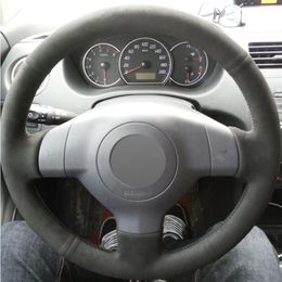 Black Suede DIY Hand-stitched Car Steering Wheel Cover for Suzuki SX4 Alto Old Swift166H