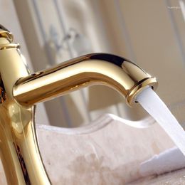 Bathroom Sink Faucets Vidric Brass Gold Plated Basin Faucet &cold Mixer Tap Single Handle Hole Bathtub Torneira