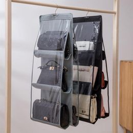 6 Pocket Foldable Hanging Bag 3 Layers Folding Shelf Bag Purse Handbag Organiser Door Sundry Pocket Hanger Storage Closet Hanger204A
