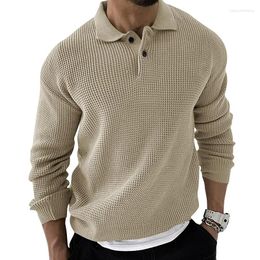Men's Vests Spring And Autumn 2023 Polo Sweater Warm Solid Colour Slim Leisure Fashion City Long-sleeved Knitted Pullover