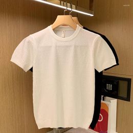 Men's T Shirts 2023 High Qualtity Heavy Knitting T-shirt For Men Short Sleeve Cotton Trend Leisure O-neck Fashion Breathable Fabric