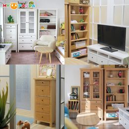 Tools Workshop 1 6 1 12 Dollhouse Miniature Wooden TV Cabinet Bookcase Glass Cabinet Chest of Drawers Dust Cabinet Furniture Model Decor Toy 230727