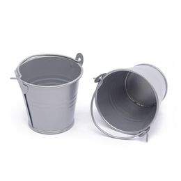 Whole- 10Pcs Lot Cute Deep Gray Mini Metal Buckets For Wedding Birthday Party Souvenirs Gift Event &Party Supplies336K