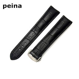 20mm New High quality Black And Brown Genuine Leather Watch Bands strap With Stainless Steel Clasp For Omega Watch309m