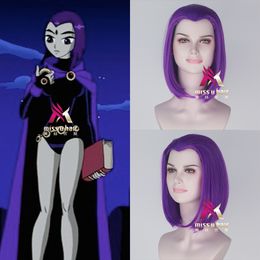 Cosplay Wigs Anime Daily Stage Performance Halloween Teenager Titan Crow Back Head Purple Short Hair Cosplay Suit 230727