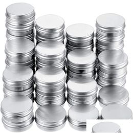 Packing Bottles Round Sier Aluminum Cans Metal Tin Storage Bottle Candle Jar Containers With Screw Lids For Cosmetic Lip Balm Drop Del Otfng