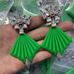Autumn Winter Exquisite Black & Green Enamel Fan-shaped Resin Earrings Cross Diamond Earring Brass Material Diamond Valentine's Day Christmas Gift With Box CGUE8 --03