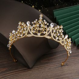 Romantic Princess Crown for Girls Handmade Rhinestone Tiara Pearl Headband For Birthday Wedding Party Accessories Jewellery Gifts