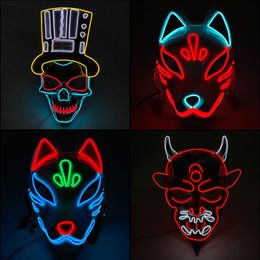 Fashion Neon Mask Masquerade LED Mask Halloween Party Supplies Horror Mask Glows in the Dark279W