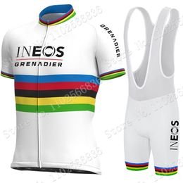 Cycling Jersey Sets White Ineos Grenadier Team Set Short World Champion Clothing Bike Shirts Suit Bicycle Bib Shorts MTB Wear 230728