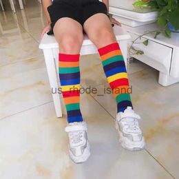 Kids Kids Boys Girls Rainbow Stripe Streetwear Hip Hop Children Stage Show Calf Length Suggest 2-10 Year L240104