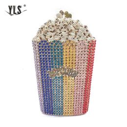 Evening Bags Luxury Crystal Women Funny Popcorn Clutch Party Purse Ladies Wedding Bridal Diamond Beading Handbag 230727