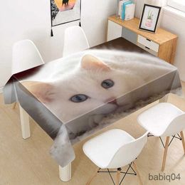 Table Cloth Lovely Cat Tablecloth Fabric Square/Rectangular Dust-proof Table Cover for Party Home Decor TV Covers Mesas R230726