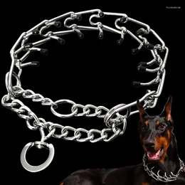 Dog Collars Spiked Choke Collar Pet Stainless Steel Stimulating Training Necklace With Buckle Metal P Chain For Medium Large Dogs Stuff