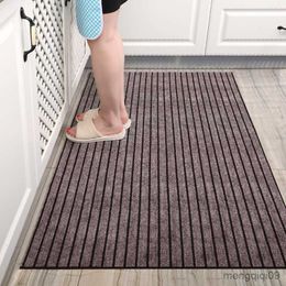 Carpets Thin Long Kitchen Mat Anti Slip Stripe Khaki Waterproof Oilproof Kitchen Area Rugs Hallway Door Floor Mats Mall Entrance Doormat R230728