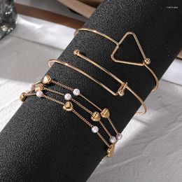 Link Bracelets Vienkim Fashion Chain Love Pearl Double Bracelet Temperament Peach Heart Pendant Female College Student Jewelry