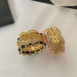 Designers Brand Letter Ring Hollow Out Star High-end Gold Plated Copper Band Rings Fashion Designer Luxury Ring for Womens Wedding Jewellery Gifts Size:7