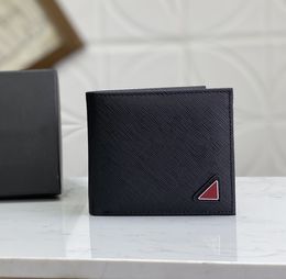 Mens Designer Wallets S Triangle Mark Purses High-quality Famous Stylist Card Holder Fashion Sier Metal Letters Male Short Clutch with Box Dust Bag