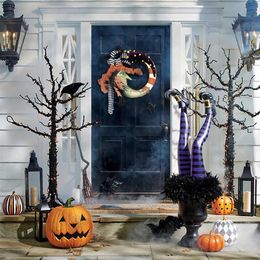 Halloween Decoration Door Wreath Witch Wreath Pumpkin Wreath Pendant Window Door Hanging for Garden Porch Party SuppliesYard Q0812264v