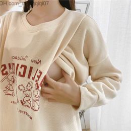 Maternity Dresses Microfiber round neck fashion mother wears sweater figured winter women's Hoodie maternity clothes 9212 Z230728