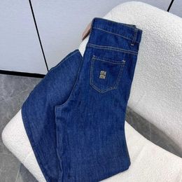 Spring and summer ladies loose casual letter-printed straight leg jeans, lightly washed denim retro casual, loose straight leg casual fashion everyday everything.