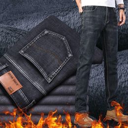 Men's Jeans Winter Straight Casual Classic Trousers Male Clothing Stretch Comfortable Velvet Thickened Denim Pants