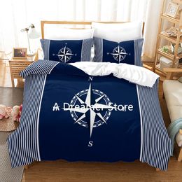 Bedding sets Blue Anchor Set Quilt Cover Printed Duvet With Pillowcase 200X200 King Size Bedroom For Children Bed 230727