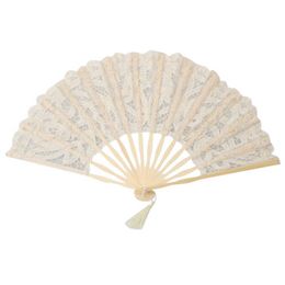 Chinese Style Products Lace Wedding Fan Solid Colour Female Prom dancing prop Bamboo Hand Fan for Home Decor birthday Craft Gift