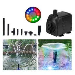 Garden Decorations 10W 15W Ultra Quiet Submersible Water Fountain Pump Filter Fish Pond Aquarium Tank with 12 LED Light 230727