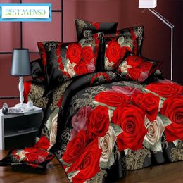 Bedding sets High Quality 3d Set Luxury Rose Flower tiger wolf King Size Duvet Cover Sheet Pillowcases Bed Clothes Adult Ropa De Cama 230727