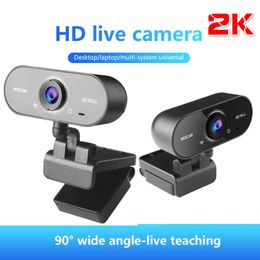 Webcams Webcam 2K Web Camera With Microphone Video Camera Auto Focus Camera For PC Complete Recorder For Tablets