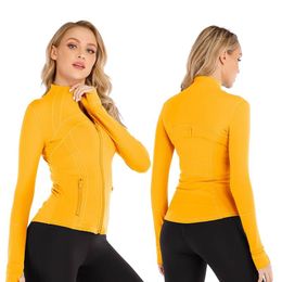 Jackets girl Yoga Practise clothing Outerwear Fitness Sports Zipper Long Sleeve Thumb Pocket Casual Running Tight stand collar hygroscopic sweat releasing