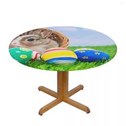 Table Cloth Modern Round Cover Stretch Tablecloths And Easter Eeggs In Green Ggrass With Blue Sky Home Decorative