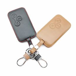 Leather Car Key Case Cover Skin Protector For Renault Clio Megane 2 3 Koleos Logan Scenic 3 Buttons Smart Card331Z