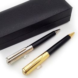 PURE PEARL high Quality Ballpoint Pen Classic Luxury Metal Golden Silver sculpture barrel smooth writing Stationery box set Gift R2450