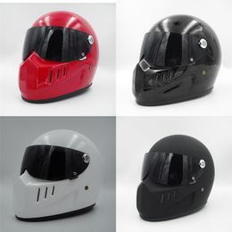 Motorcycle full Face helmet cruiser Fibreglass helmet with black shield for Vintage Cafe racer casco retro bike helmet cool273l