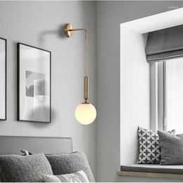 Wall Lamp Nordic Milk White Cover Glass Minimalist Iron Art Luminaire For Stair Aisle Bedroom Living Room Background Decor Light